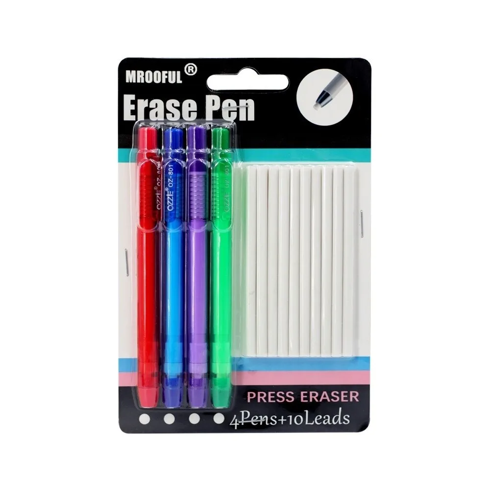 14Pcs Retractable Pen Shaped Eraser Macaron With Refill Eraser Leads Refillable Eraser Pen Push Type Eraser Set