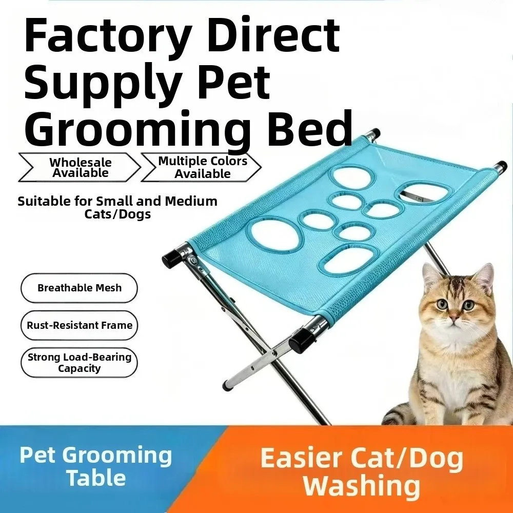 Folding Pet Grooming Hammock Quick Drying with Support Frame Pet Washing Station Sturdy Anti-Scratch Dog Grooming Table