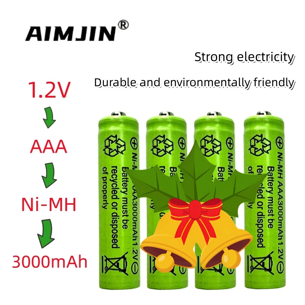 

AIMJIN 1.2V NI-MH 3000mAh AAA Rechargeable Battery For Electric Toothbrush Flashlight Mouse Clock Toy Keyboard Watch 3A Battery