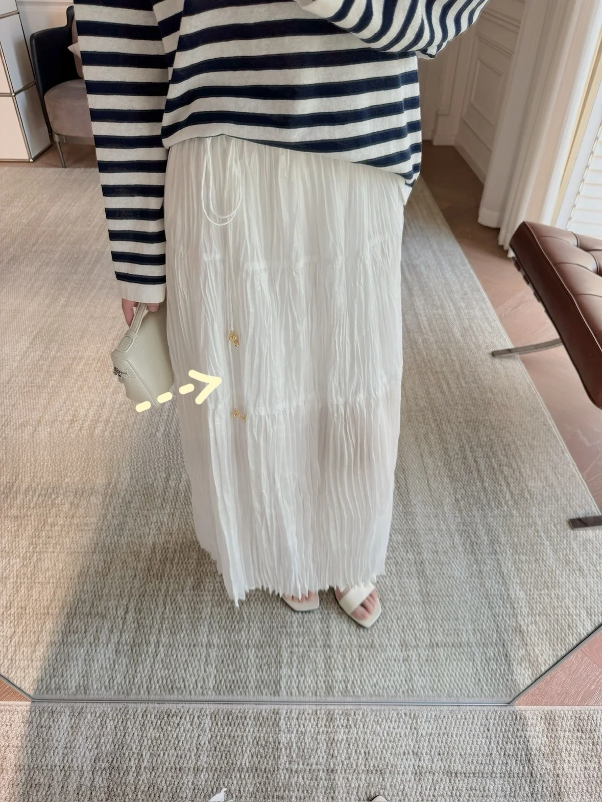 

High Waist Pleated Skirt Textured Y Material Lurex Blend Metal Bell Belted Casual Women's Stand Fit Summer Skirt