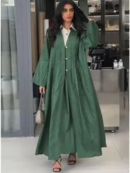 Eid Abaya for Women Pleated Muslim Long Cardigan Loose Robe Ramadan Morocco Dubai Arab Open Abayas Modest Vestidos Largos 2025