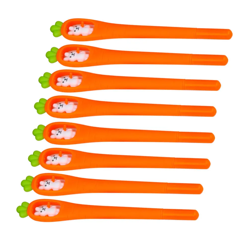 

8Pcs Creative Carrot Gel Ink Pens Rabbit Inspired Stationery Writing Pens for Daily Use Greeting Cards Crafting Projects