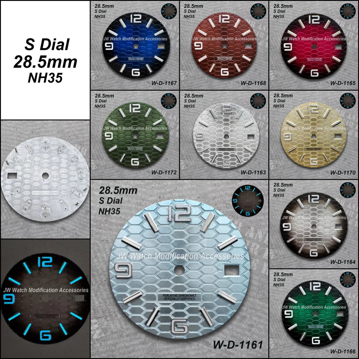 

28.5mm S Logo New Style Diving Dial For NH35 Japanese Movement Ice Blue Luminous High-Quality Watch Modification Accessories