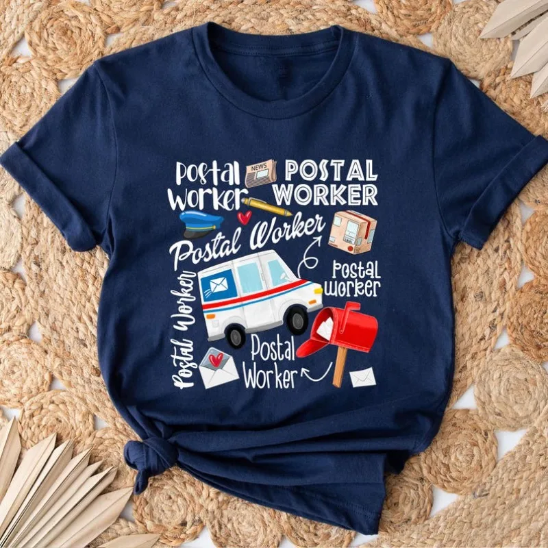 Postal Worker Cotton T-Shirt Postal Carrier Worker Shirts Mail Woman Shirt Gift for Mail All Seasons Casual Soft Comfortable Top