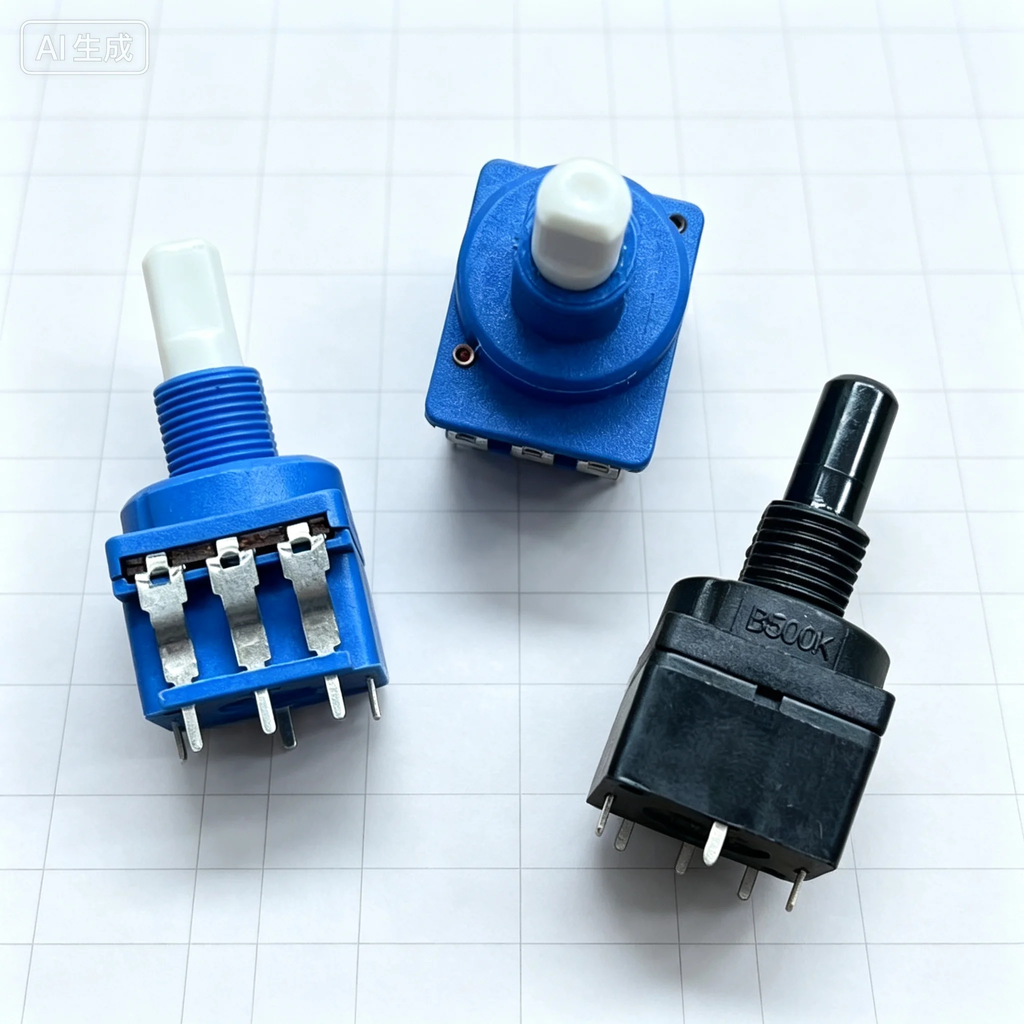 For R16 Type Single Potentiometer B500K B504 Through Hole 6Pin Push Switch Rotary Potentiometer