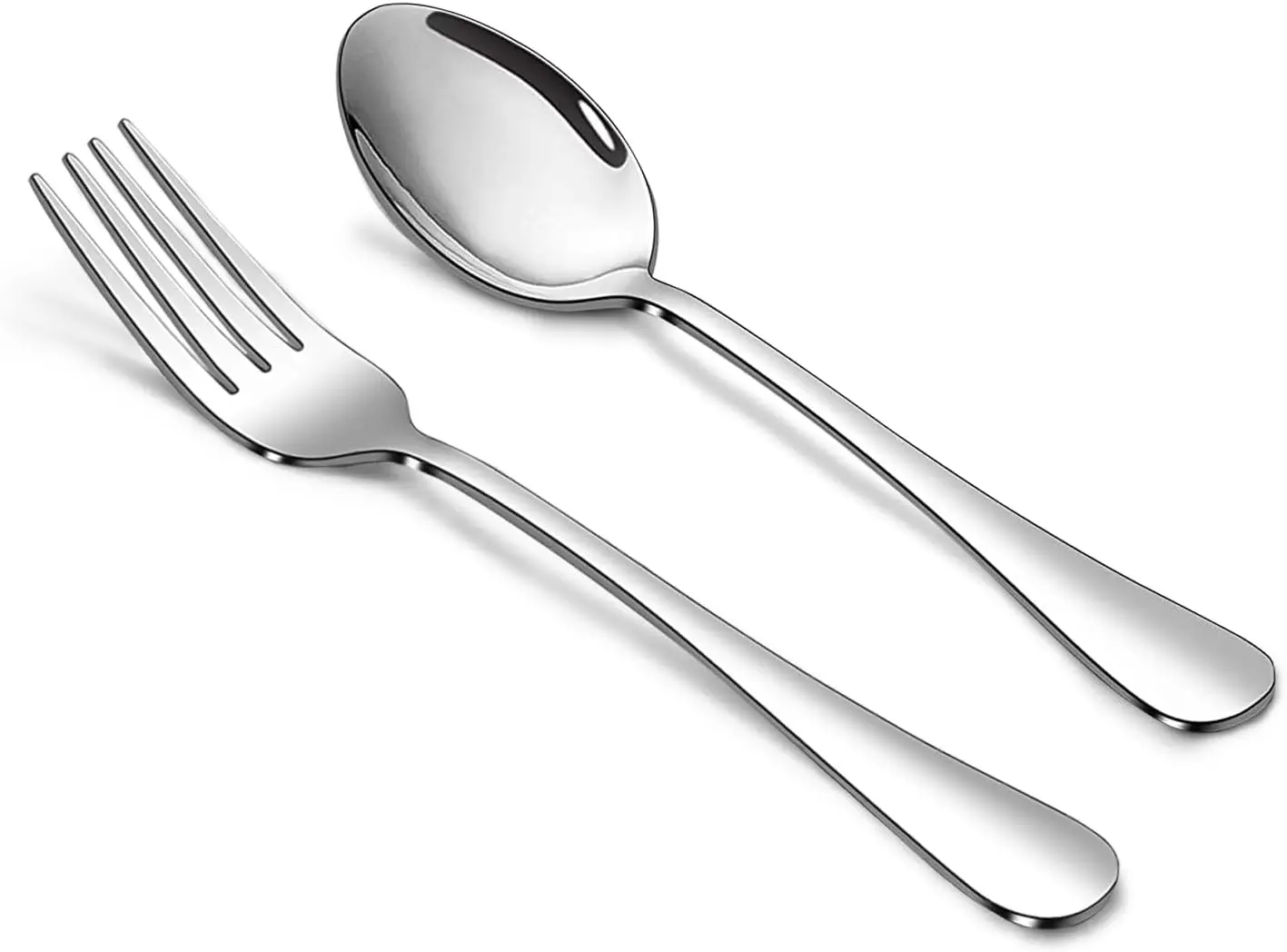 

20pc stainless steel salad forks & soup spoons set, 7.3", mirror polished, dishwasher safe, silverware for dining