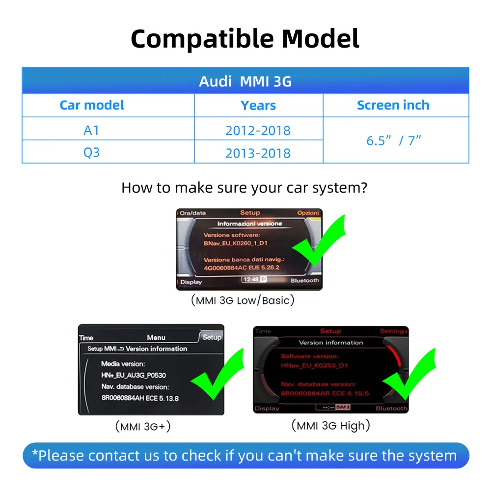 OEM Screen Upgrade Decoder Box for Audi A1 Q3 2012-2018, 6.5"/7" Screen, MMI 3G with CarPlay & Android Auto Retrofit Kit image 3