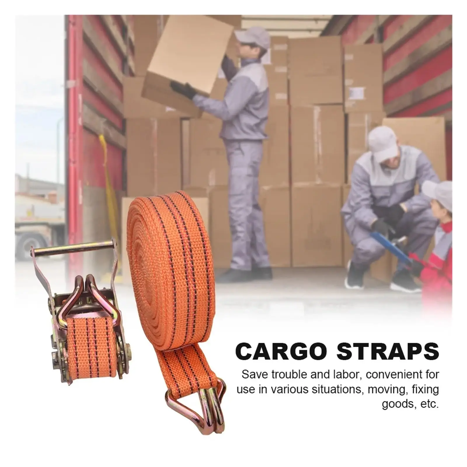 شداد ربط شاحنة السيارة شديد التحمل 50 مم - شداد حبل البضائع بطول 6 أمتار ومثبت ربط