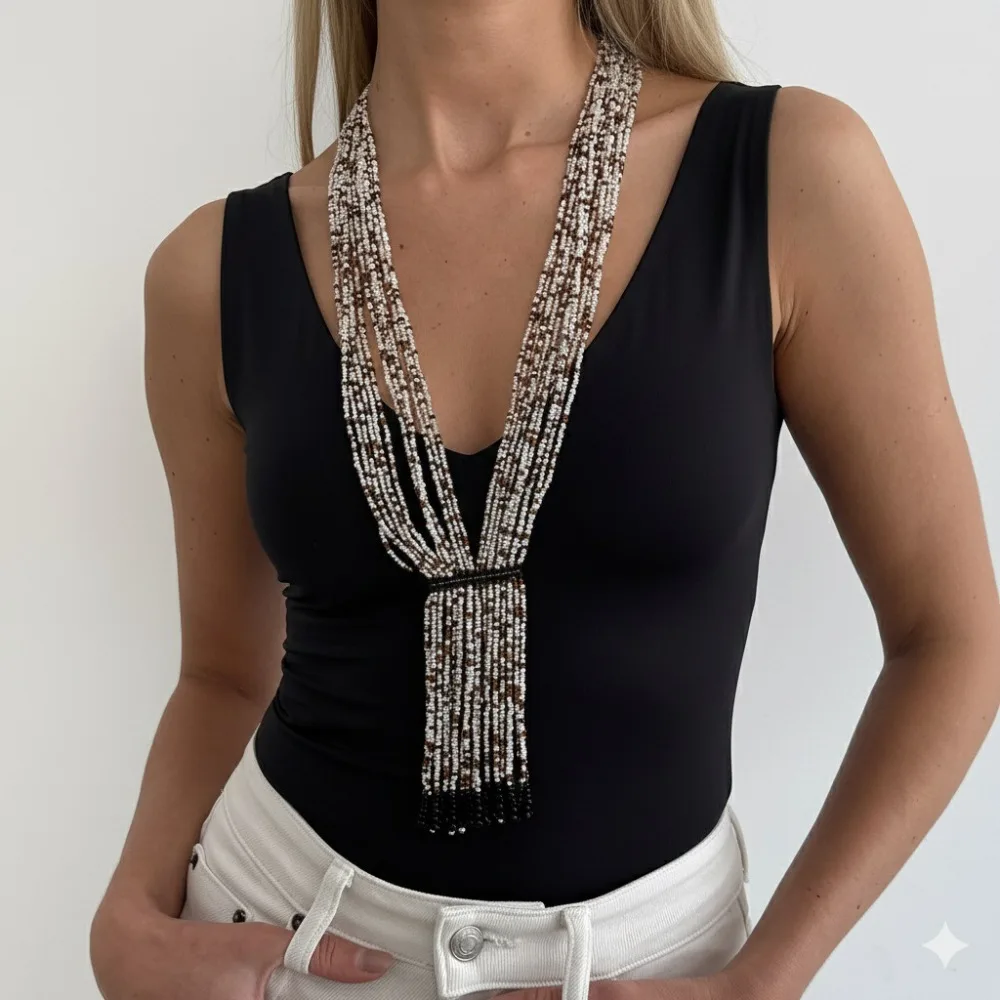 

Fashion Metal Chain Bohemian Necklace Floral Gold Multi Layer Choker Y-Shaped Ethnic Style Multi-Layer Beads Necklace Gift