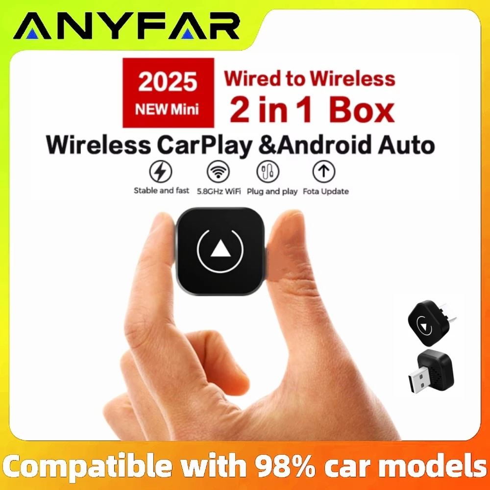 2 em 1 sem fio carplay dongle sem fio android adaptador automático ai caixa inteligente sistemas inteligentes do carro para carro com carplay com fio