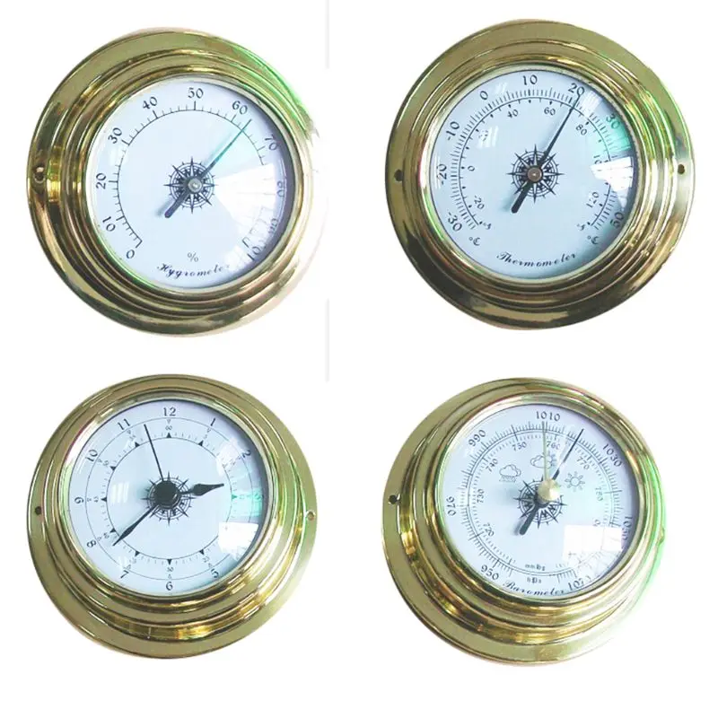 4 Pieces Boat Barometer Clock Thermometer Hygrometer Set Dropship