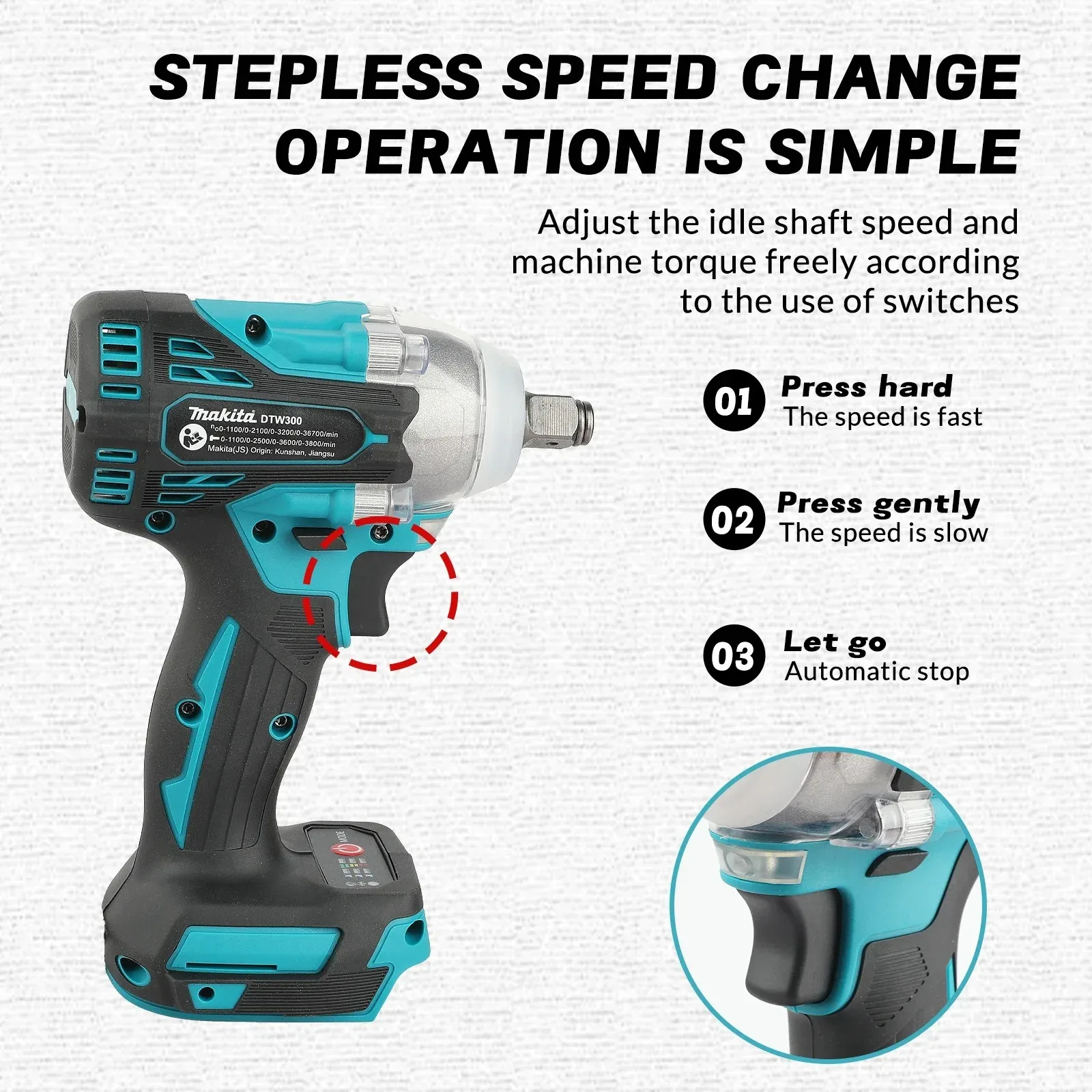 makita-dtw300-18v-lithium-impact-wrench-tool-set-330nm-torque-wind-cannon-for-tire-removal（only-tool）