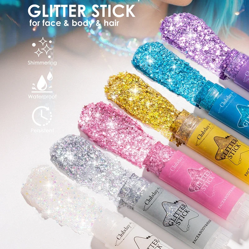 Paillettes scintillanti Glitter Gel Stick Highgloss Shine Bianco Perla Rosa Ombretto Glitter Viso Body Painting Illumina il trucco scenico