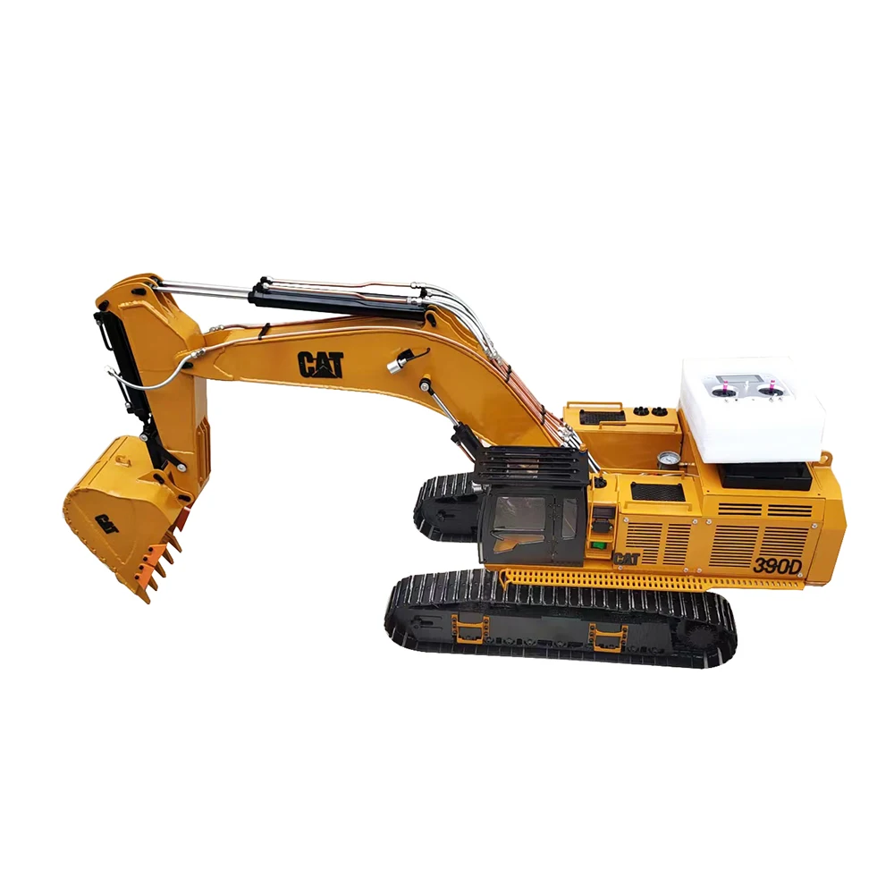 1/8 390D RC Hydraulic Excavator Metal Model Double Cylinder Heavy Engineering Simulation Excavator Model Adult RC Car Toy