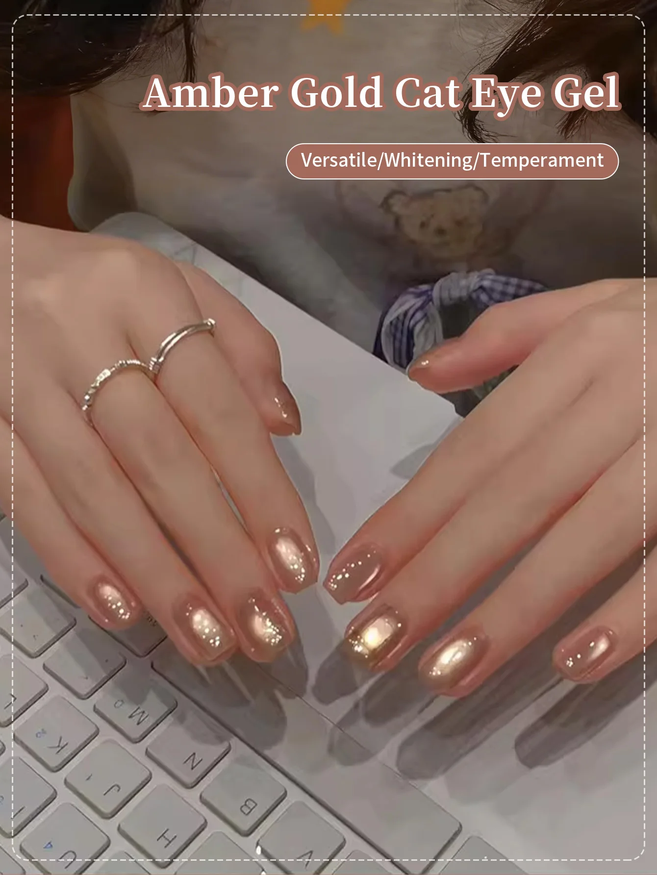 10ML Gold Reflective Glass Bead Cat Eye Gel Nail Polish Cat Magnetic Aurora Spar Glitter Semi-Permanant Varnish Nail Art