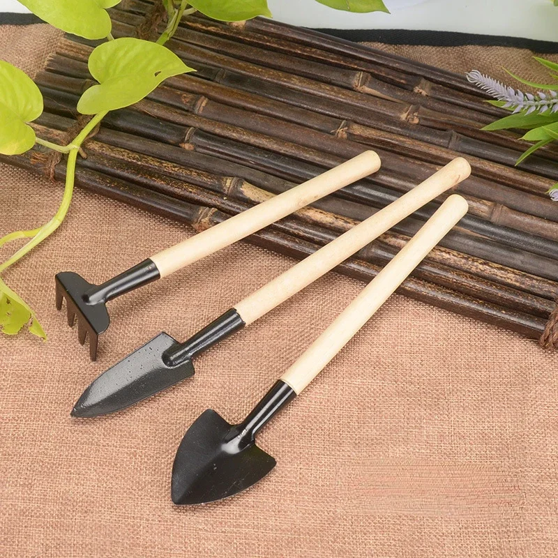 3Pcs Portable Mini Plant Tools Garden Hoe Rake Shovel Soil Scoop Plant Pots Decorative Planting Pots Garden Supplies Plant Tool