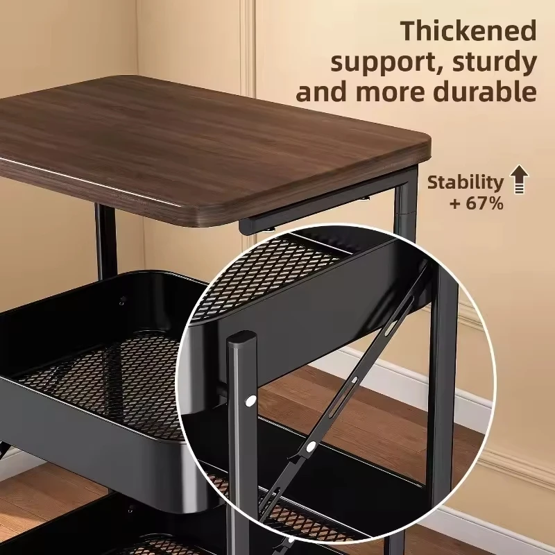 Selected folding movable trolley rack bedroom snack storage with wheels sofa side few bedside bedside table - view 3