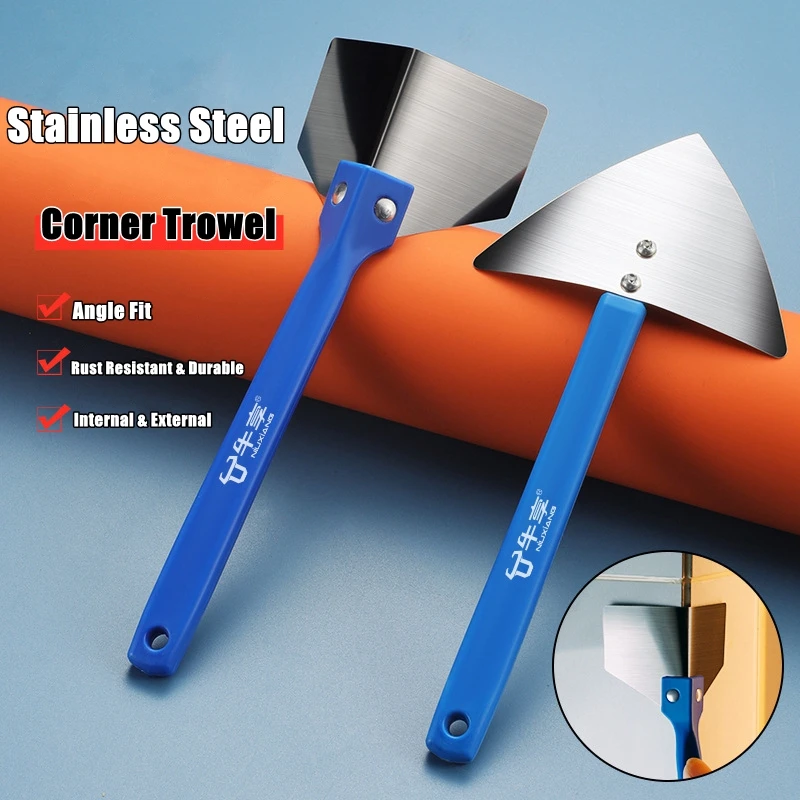 10PCS Stainless Steel Spatula Sealing Construction Tools Corner Trowel Painting Putty Internal External Corner Scraper