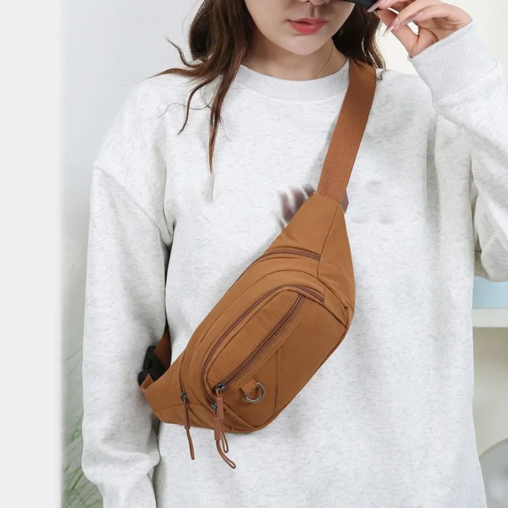 New Nylon Waist Bag Wear Resistant Large Capacity Fanny Pack Solid Color Crossbody Chest Bag Men Women