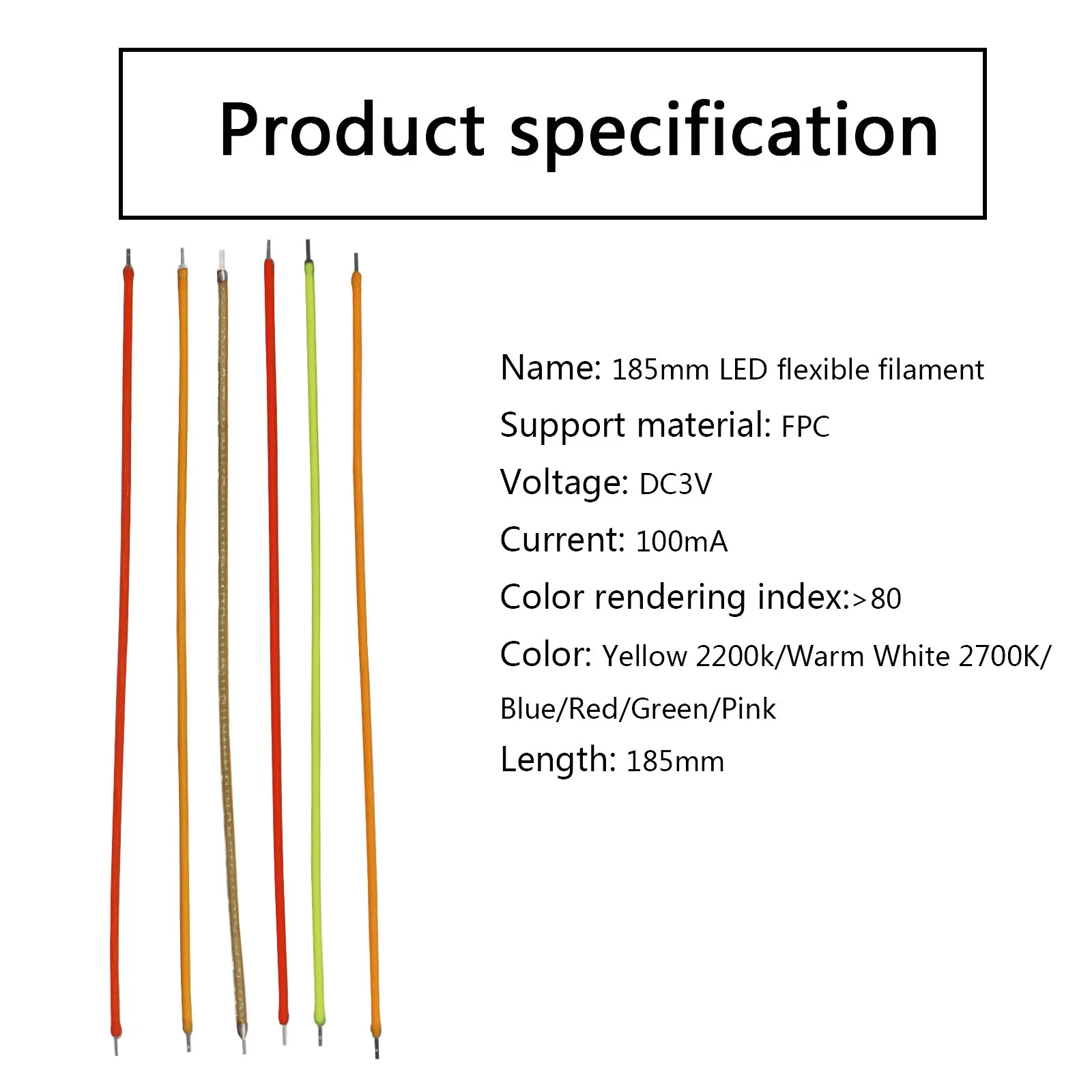 5pcs 185mm LED Edison Bulb Lamp Parts DC3V LED Bulb Incandescent Light Accessories Diodes Flexible filament White/Red/Green/Blue