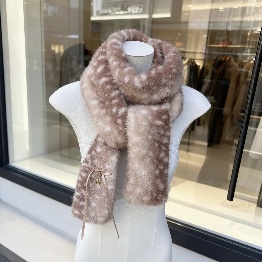Kawaii Deer Print Scarf Winter Warm Windproof Foldable Earmuffs Soft Neck Warmer New Year Celebration
