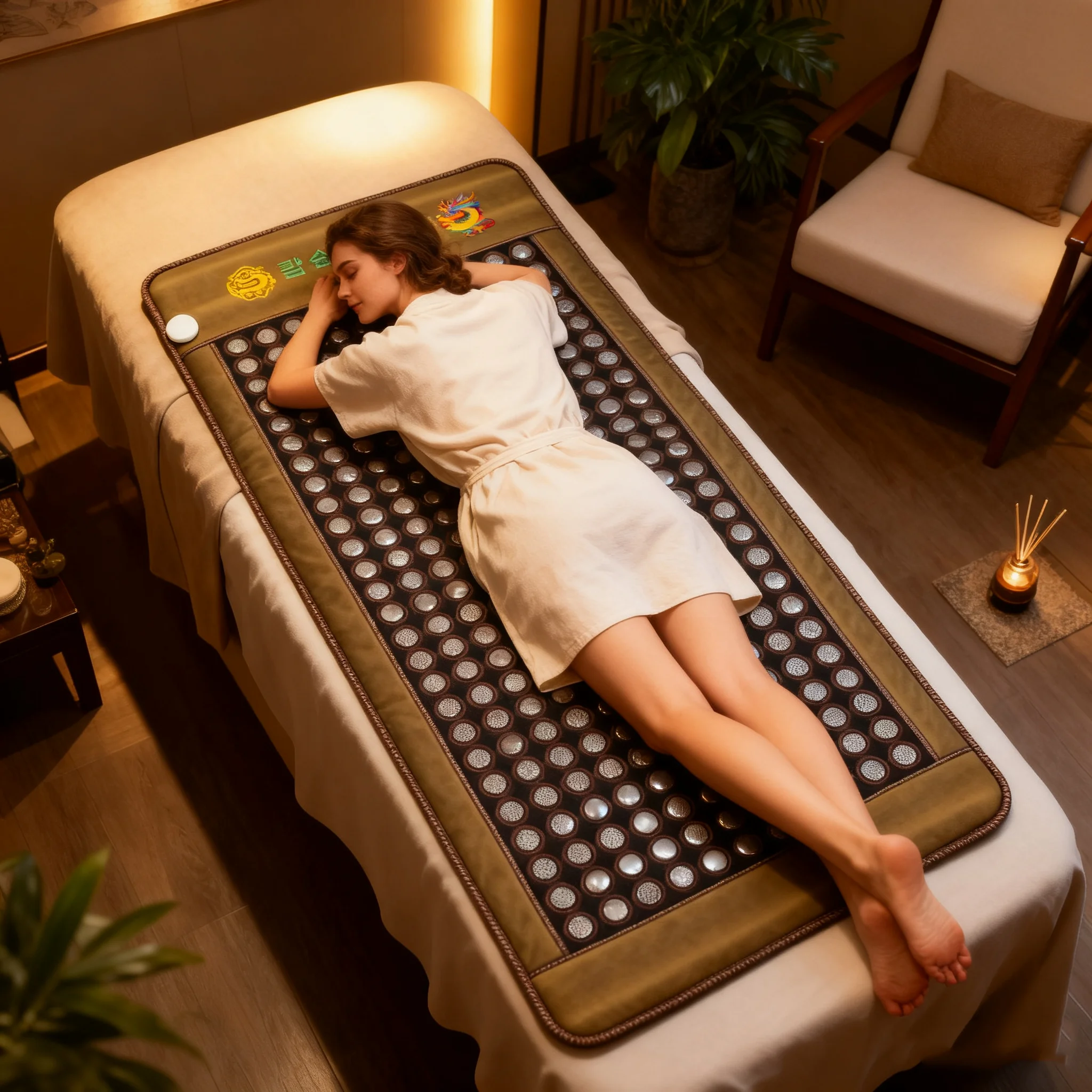 Massage Mattress Far Infrared Natural Jade Tourmaline Stone Cushion With Heating Pad  For Muscle Joint Pain  Sciatica
