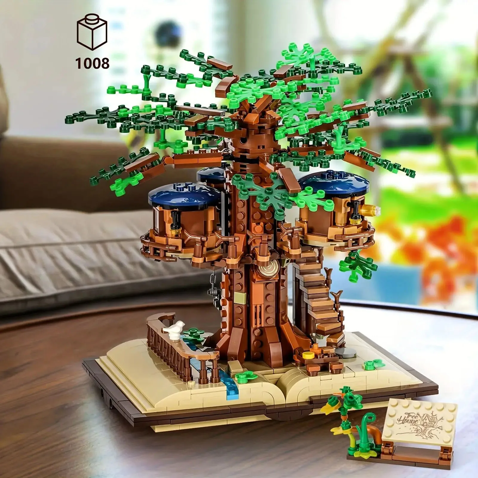 

1008PCS Treehouse With Interchangeable Leaf Colors Building Blocks Street View Moc Tree House Model Bricks Desktop Decor Diy Toy
