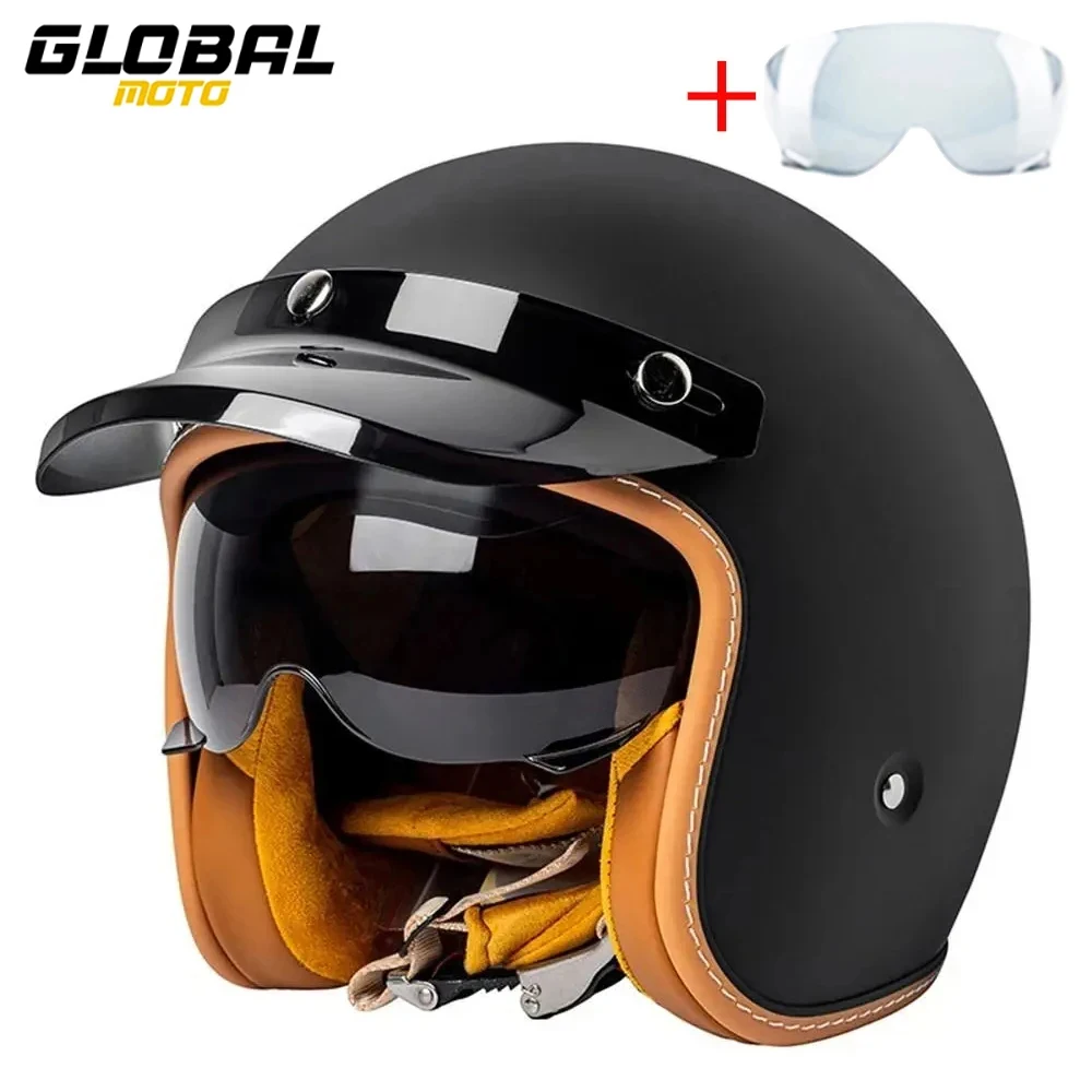 

Motorcycle Helmet Scooter DOT Approved Capacete De Moto Open Face Double Lens Casco Motorbike Helmet Four Seasons