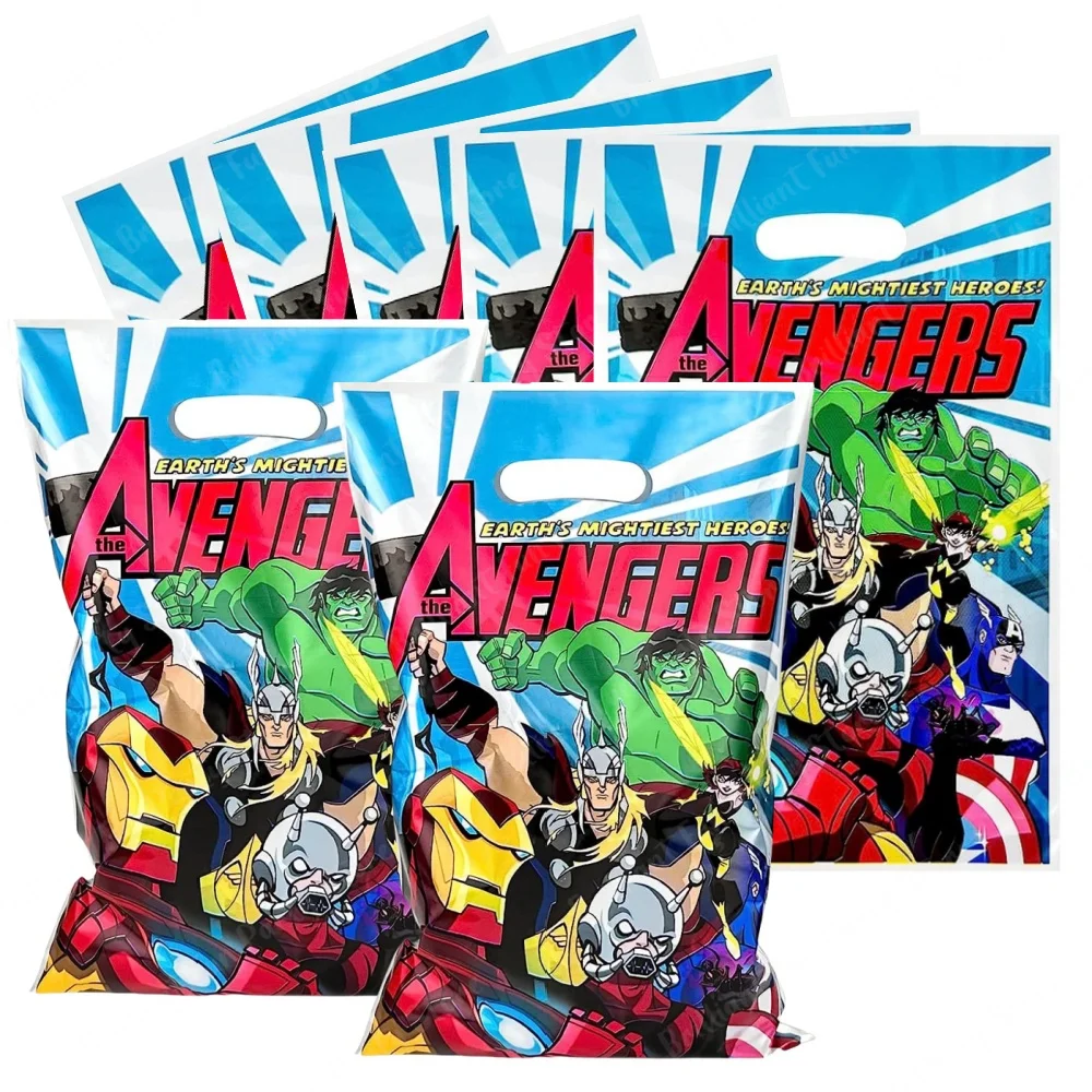 10/20/30Pcs Marvel Party Gift Bags The Avengers Theme Candy Bag Loot Bag for Kids Superhero Birthday Party Favors Supplies Decor