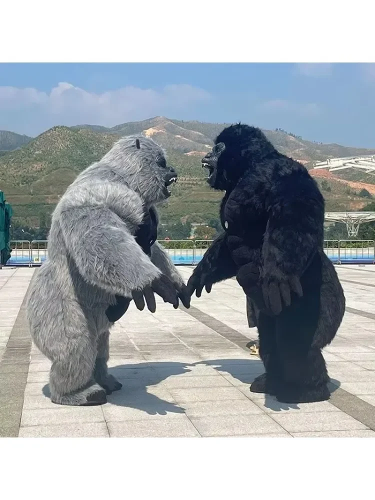 Real Life Inflatable Gorilla Costume Full Mascot Suit Giant Adult Fur Gorilla Cosplay Fancy Dress For Events Party No Battery