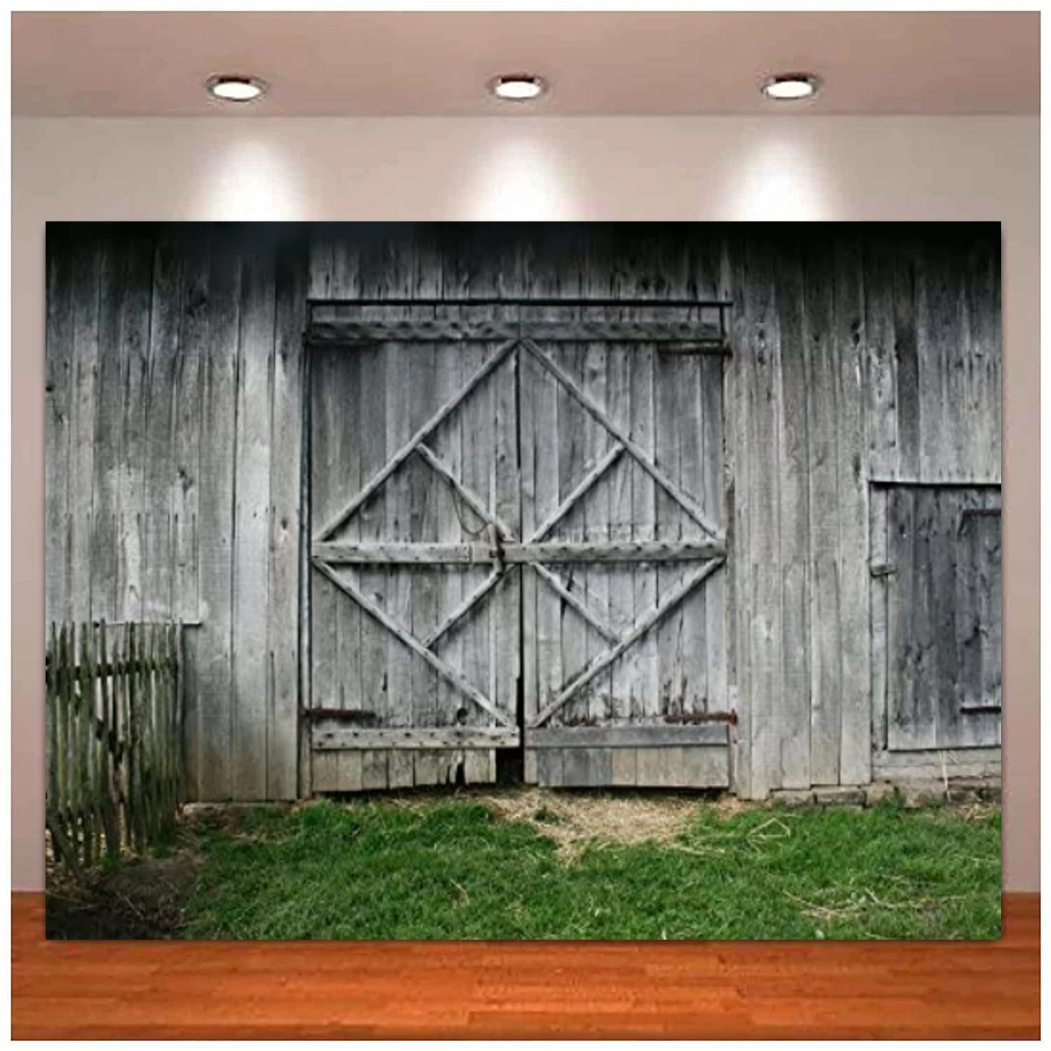 

Barn Front Door Photography Backdrop Wild Western Wood House Farmhouse Hay Rural Background Party Banner Cowboy Boy Children