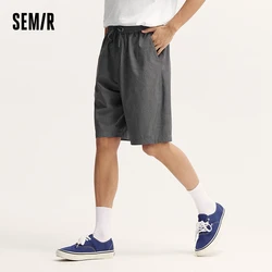 Semir Casual Mid-Length Pants Men 2024 Summer New Solid Color Simple Straight Shorts With Drawstring High-Quality Textured Feel