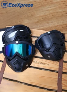 Ski Snowboard Motorcycle Windproof Cruiser Folding Goggles Glasses removable face mask cover For Biker Helmet with Mouth Filter