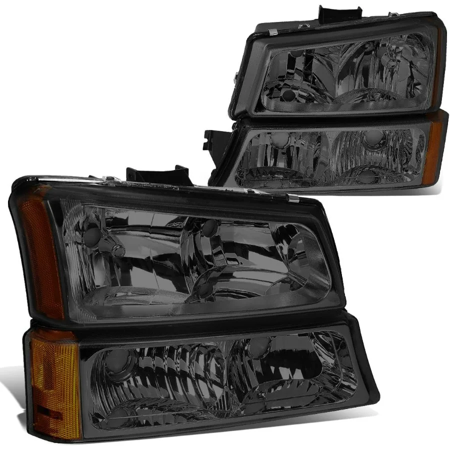 

HL-OH-CS03-4P-SM-AM Smoke Lens Amber Headlights Compatible with 2003-2006 Chevy Silverado/Avalanche