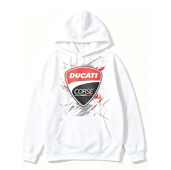 2026 new Shield-shaped emblem pattern, red-gray ink-splashed background decoration men's and women's unisex pullover hooded