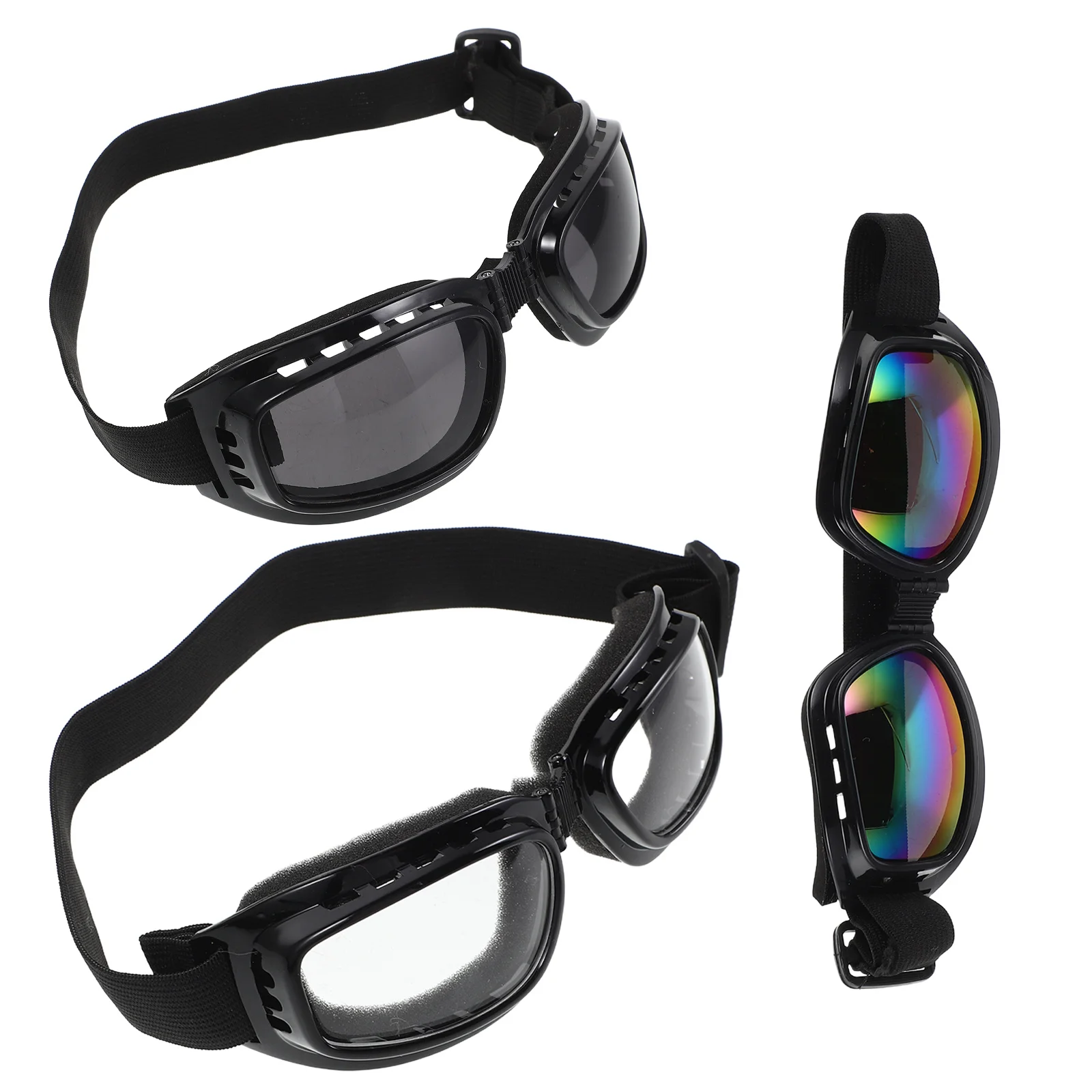 3pcs Motorcycle Goggles For Large Dogs: Windproof Waterproof Uv Protection Pet Eyewear Adjustable Strap For Riding Driving