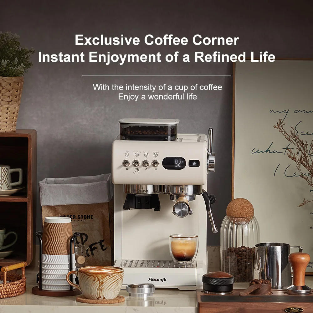 

Espresso Machine Retro Design, Lever Switch, 20Bar Pressure Extraction, Detachable Water Tank, Semi-Automatic Coffee Machine