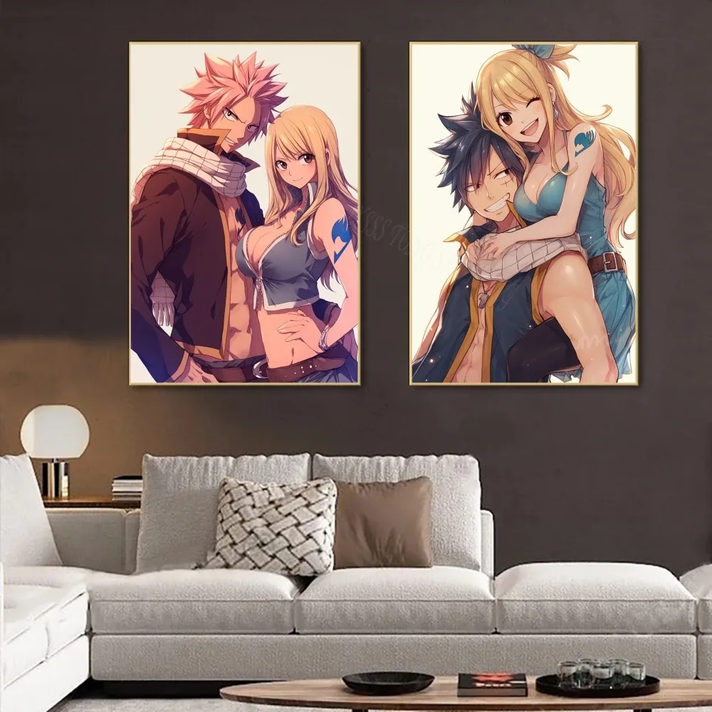 1pc Naz And Lucy Animation Fairy Tail Poster Poster Art Print Bar Living Room Furniture Decor