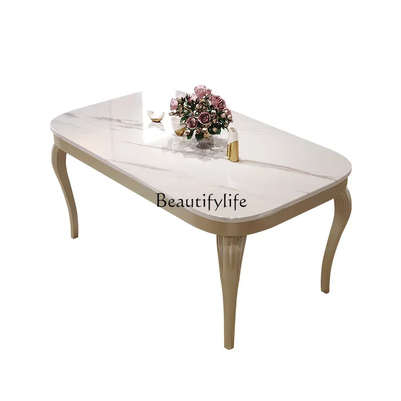 

LJYAmerican light luxury dining table combination marble desktop household square dining table