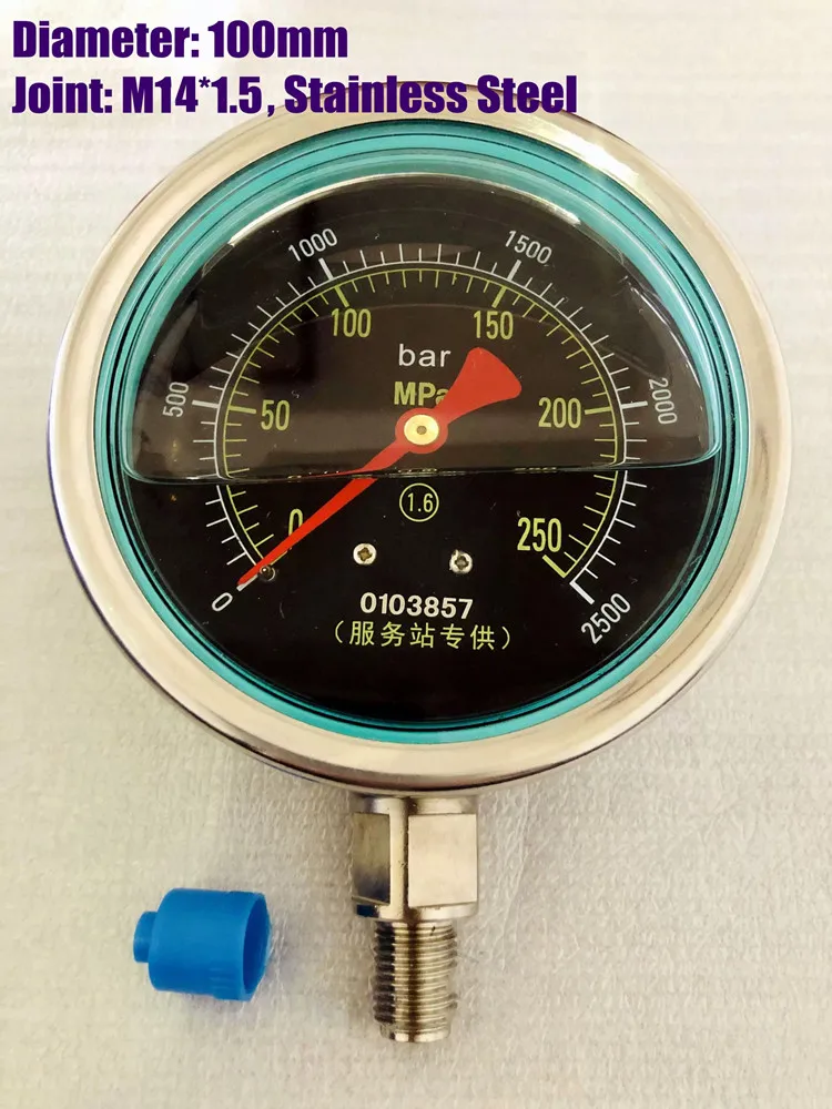 

250Mpa 2500bar High Pressure Gauge M14*1.5 Plunger Pressure Test 35000PSI High Pressure Meter M20*1.5