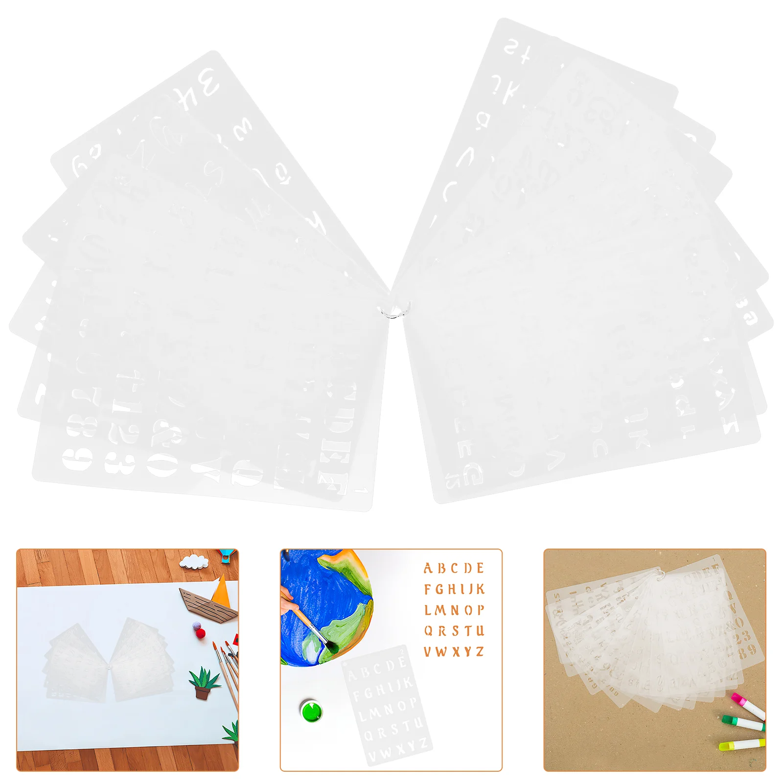 12 Pcs Alphanumeric Template Drawing Stencils Holiday White Calligraphy Hollow Office