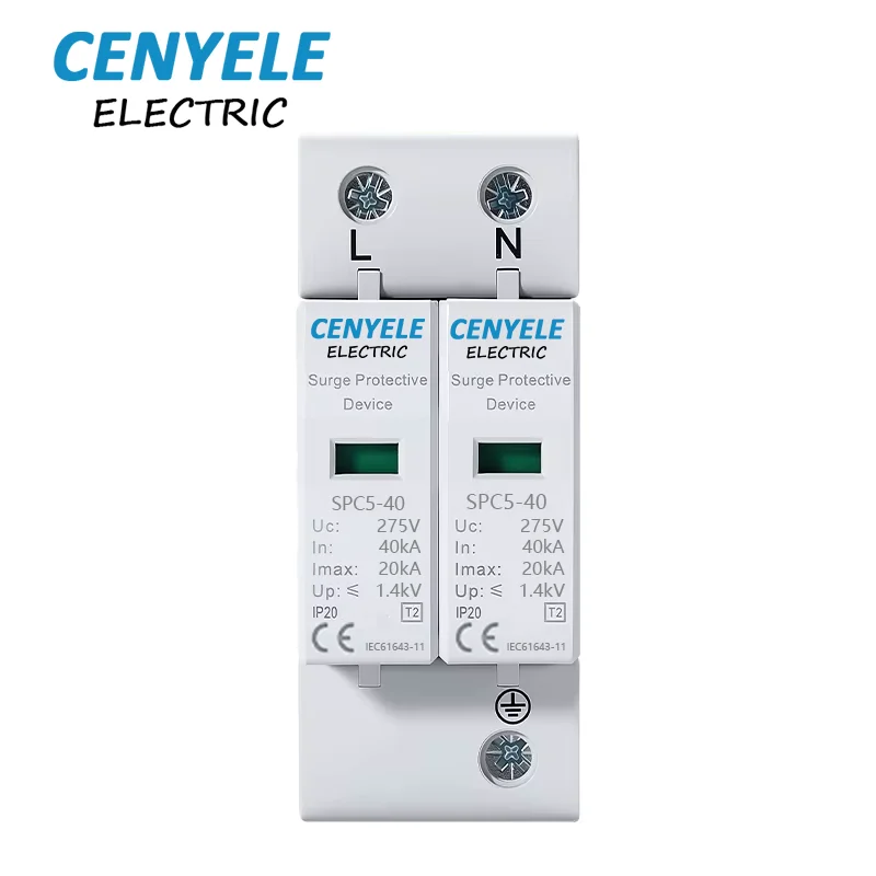 House Surge Protector Protective Low-voltage Arrester Device AC SPD 20kA~40KA  275V 385V Lightning Protector