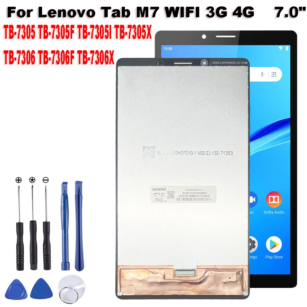 For Lenovo Tab M7 3rd Gen TB-7305 TB-7305F TB-7306 TB-7306F TB-7306X LCD Display Touch Screen Digitizer Assembly With Tools