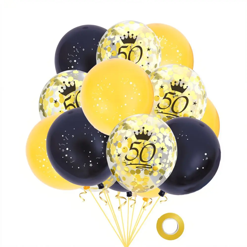 Birthday Balloon Decorations Set Gold Black Confetti Balloons For 30 50 60 Years Old Adult Party Supplies Anniversary Decor