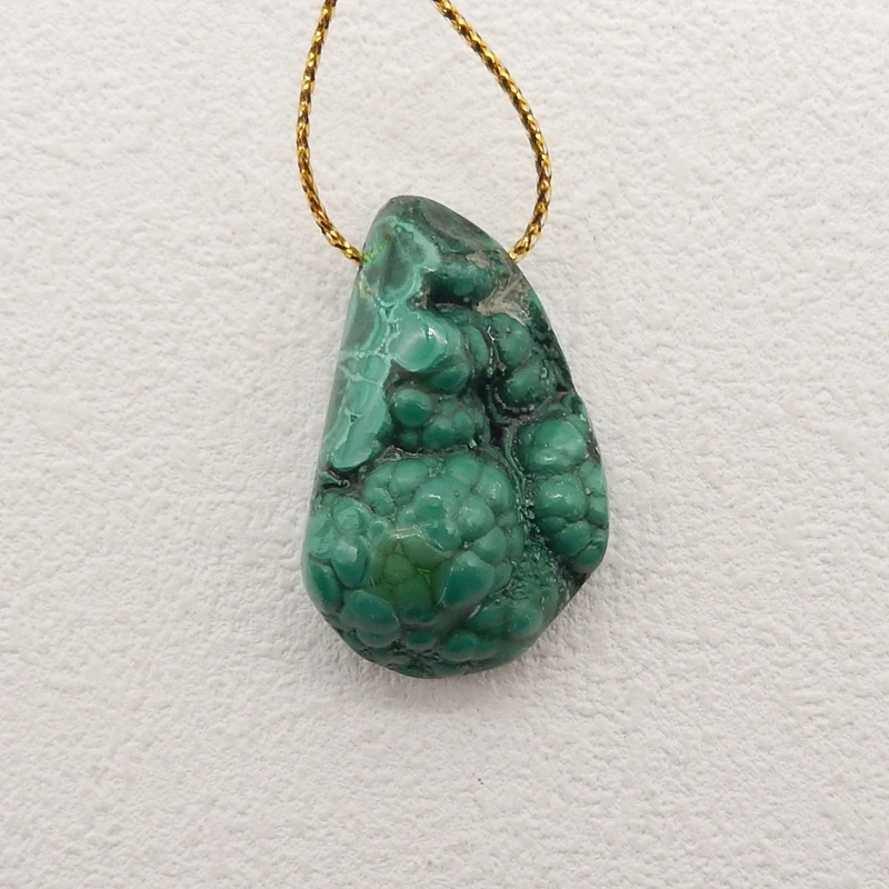 Natural Stone Malachite Pendant Bead,Handmade Nugget Pendant Fashion Jewelry Necklace Accessories 36x23x12mm 18g