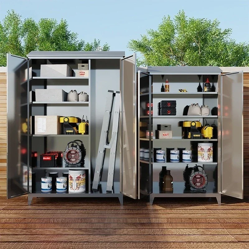 Outdoor Locker for Garden Courtyard Balcony Storage Weatherproof Metal Lockable Cabinet for Home Exterior