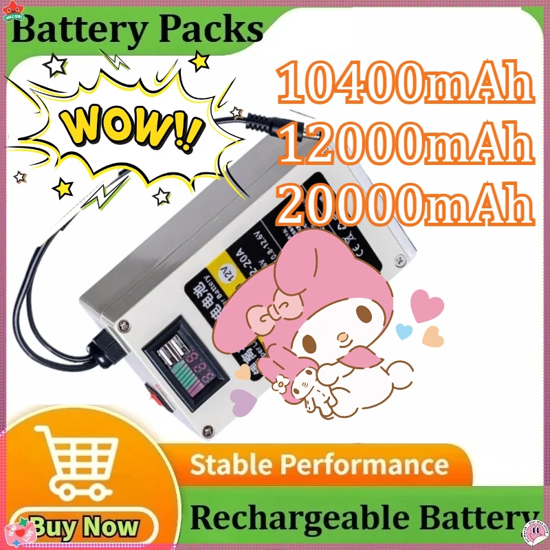 

12V Large Capacity Polymer Rechargeable Battery Pack with Shell Switch 5V Usb LED Light Box Lithium Digital Monitoring Battery