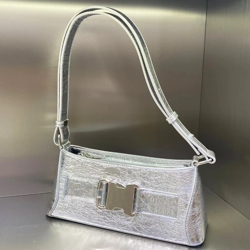 

Korean Casual Bags For Women Luxury Designer Handbags And Purses 2024 New In PU Sliver Vintage Sequined Small Underarm Shoulder