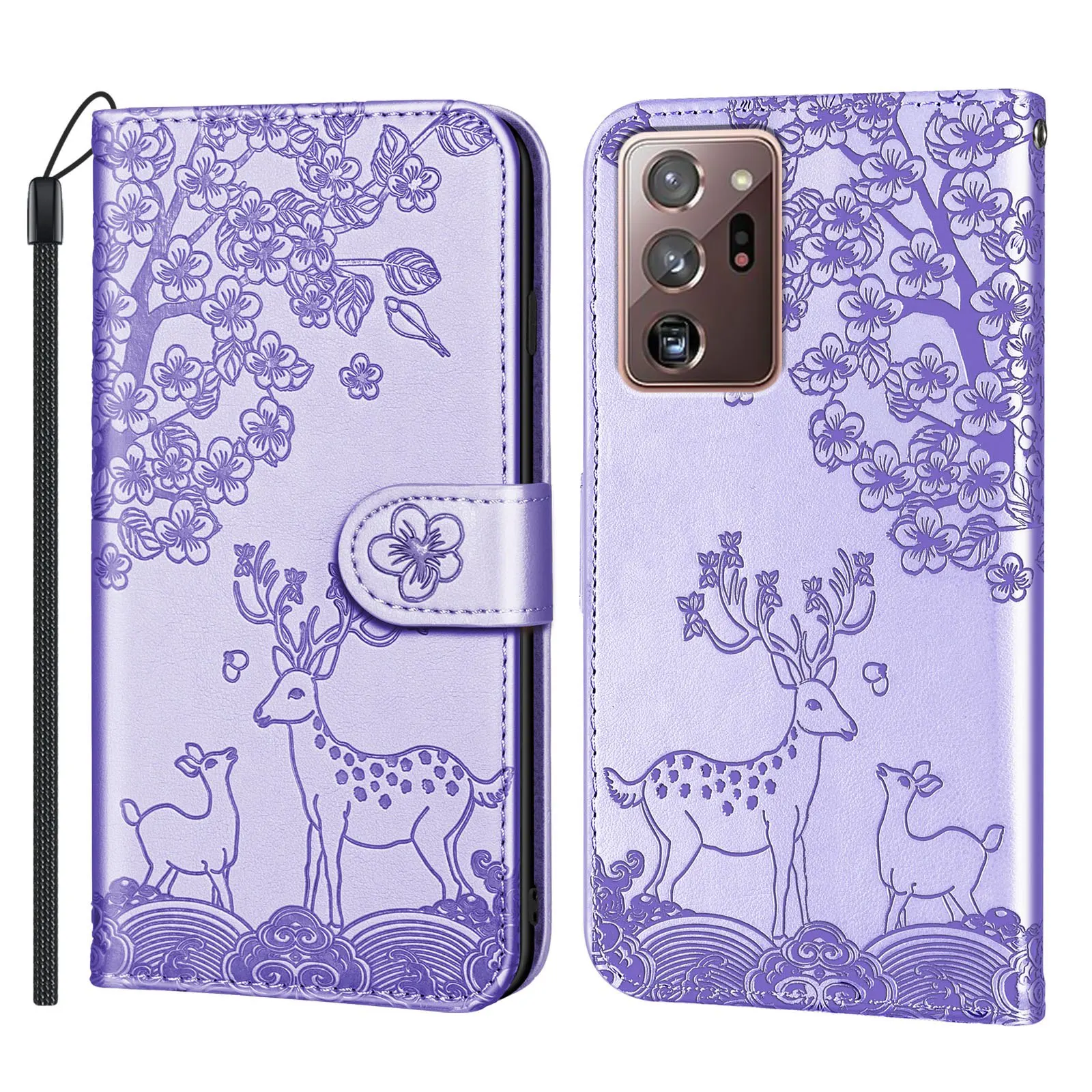 

For Samsung Galaxy Note 20 / Note 20 Ultra Phone Case Cartoon Sika Deer Style Soft Shell Flip Leather Case