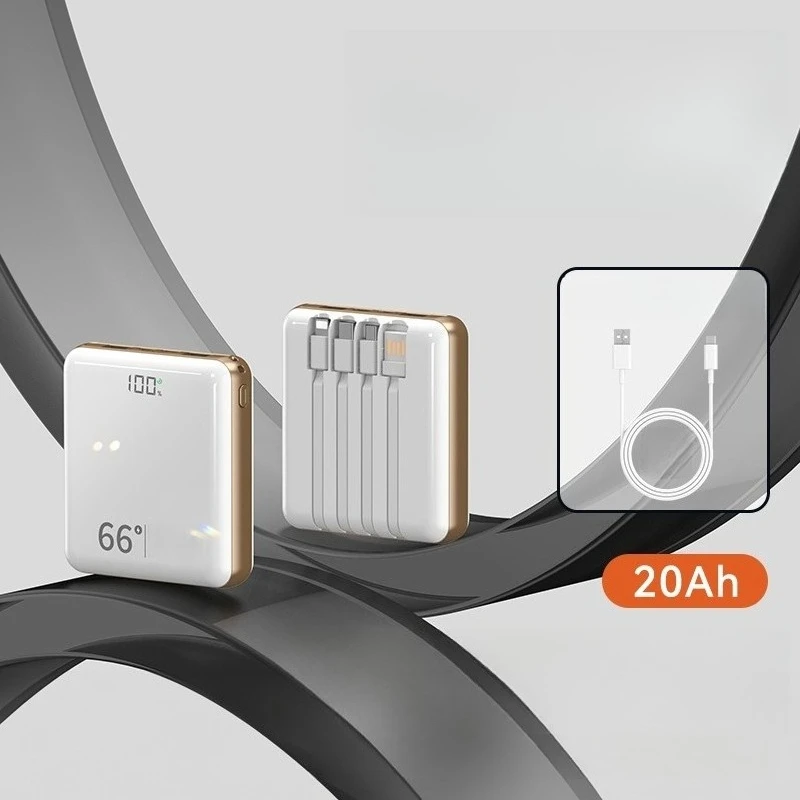 20000mAh New Portable Charger with Built-in Cable Super Fast Charging Large Capacity Portable Power Bank